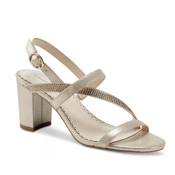 Charter Club Lunah Sparkly Asymmetrical Strap Dress Sandals in Gold 9.5 M New - Picture 1 of 9